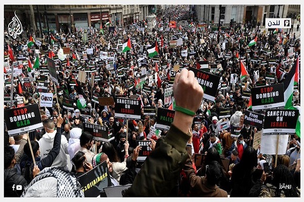 برگزاری تظاهرات در لندن در حمایت از فلسطین