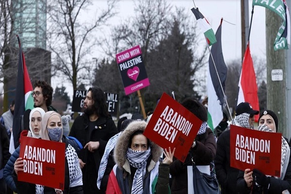 اعتراض مسلمانان آمریکا به بایدن به خاطر حمایت از رژیم صهیونیستی