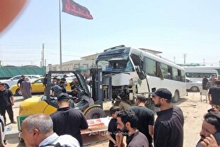 16 مصدوم در پی تصادف مینی‌بوس زائران ایرانی در محور نجف به کربلا